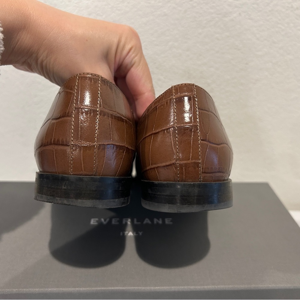 Everlane The 90's Croc-Embossed Loafer - Brown, Size 7, with Original Box - Picture 5 of 7